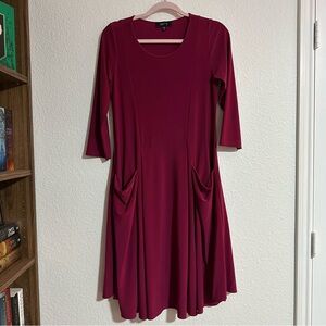 Comfy USA Womens Dress S Relaxed Fit Lagenlook Pink Stretch Pocket Jersey